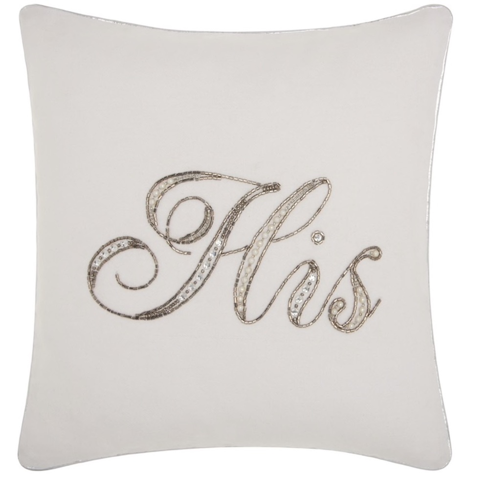 NWT Beaded Throw Accent Pillow Bridal Wedding Newlywed White Brand NEW
